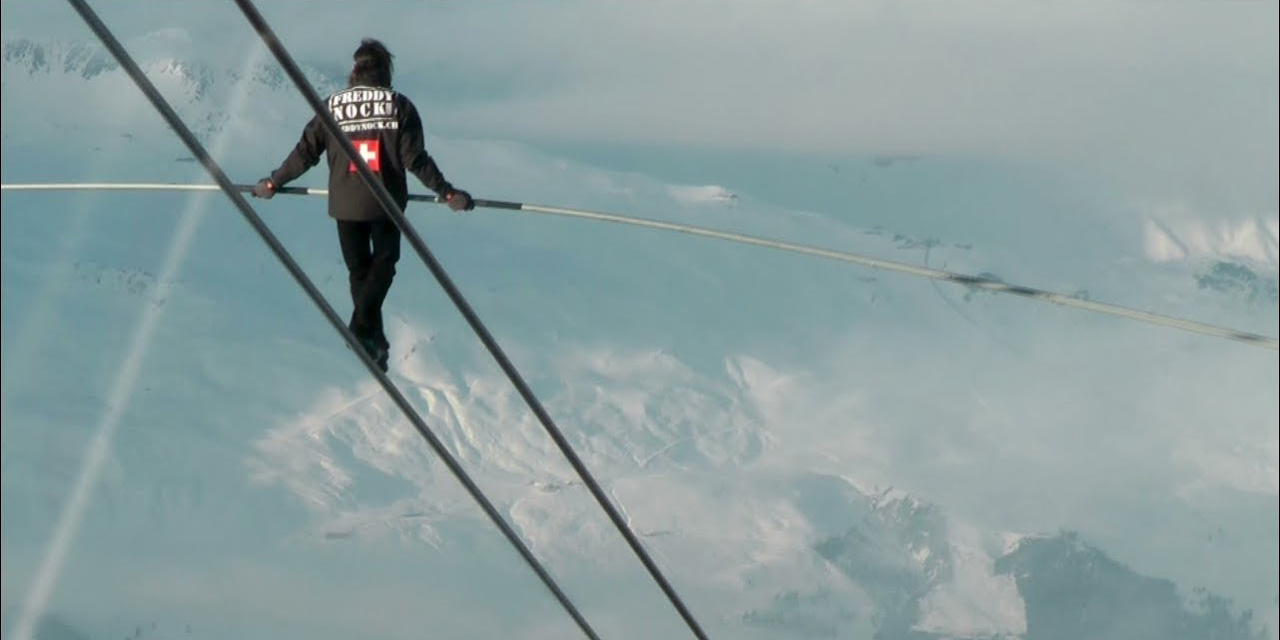 Freddie Knock walked alongside her in the highest cable car!