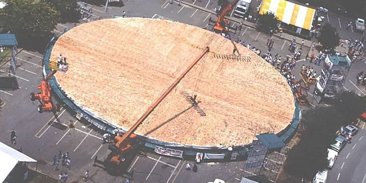 The largest pizza area in the world was 13,580.28 feet.